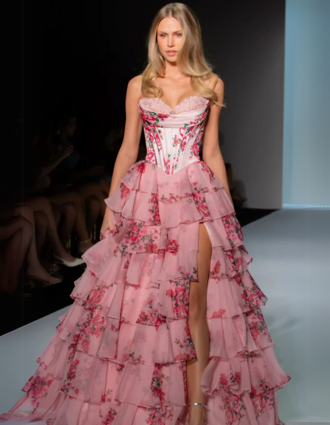 Giovella – Baroque floral – Ruffled gown-10191310848327-Ivory Ombre