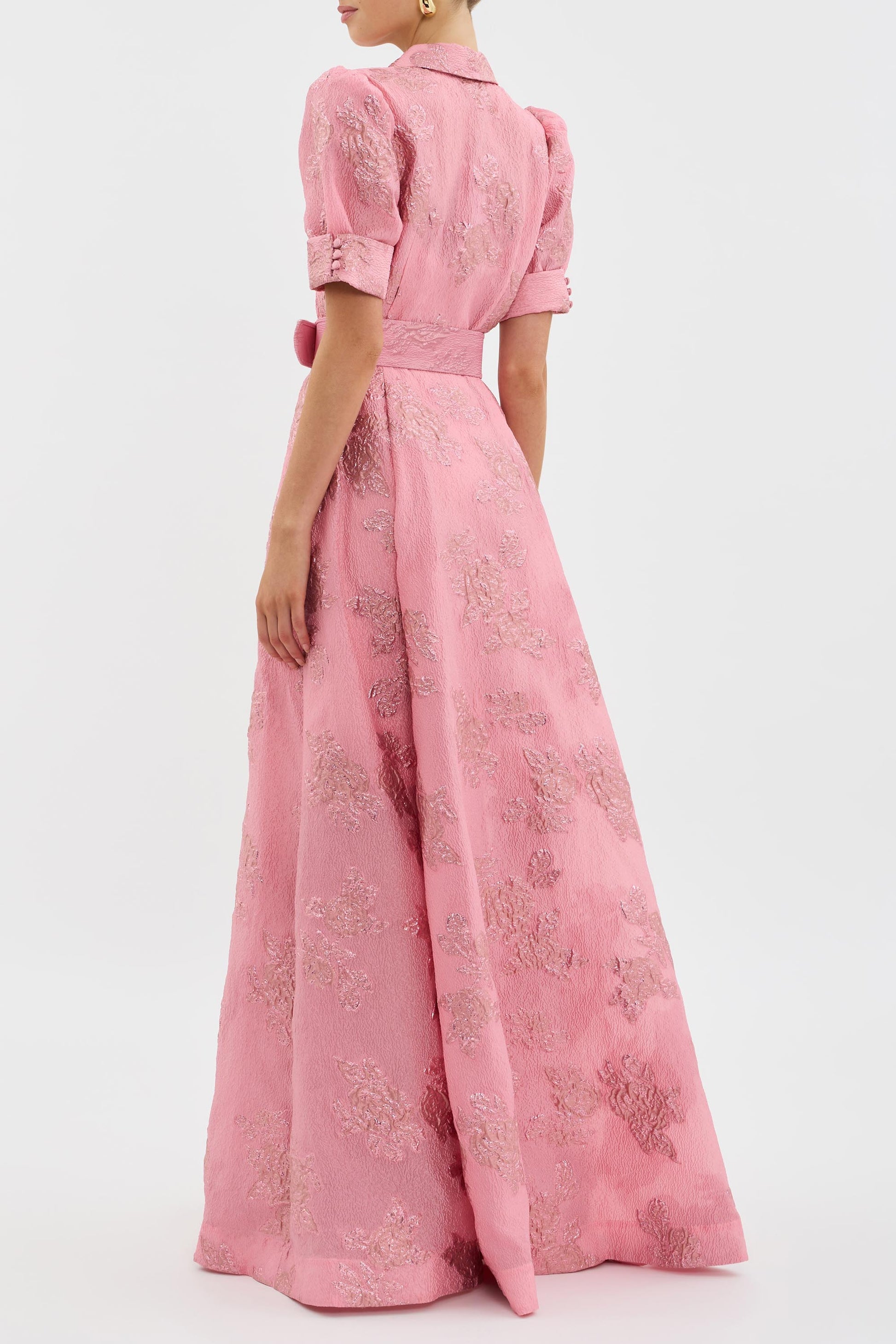Giulara – Textured floral – Shirt maxi dress-10183970455879-Ivory Ombre