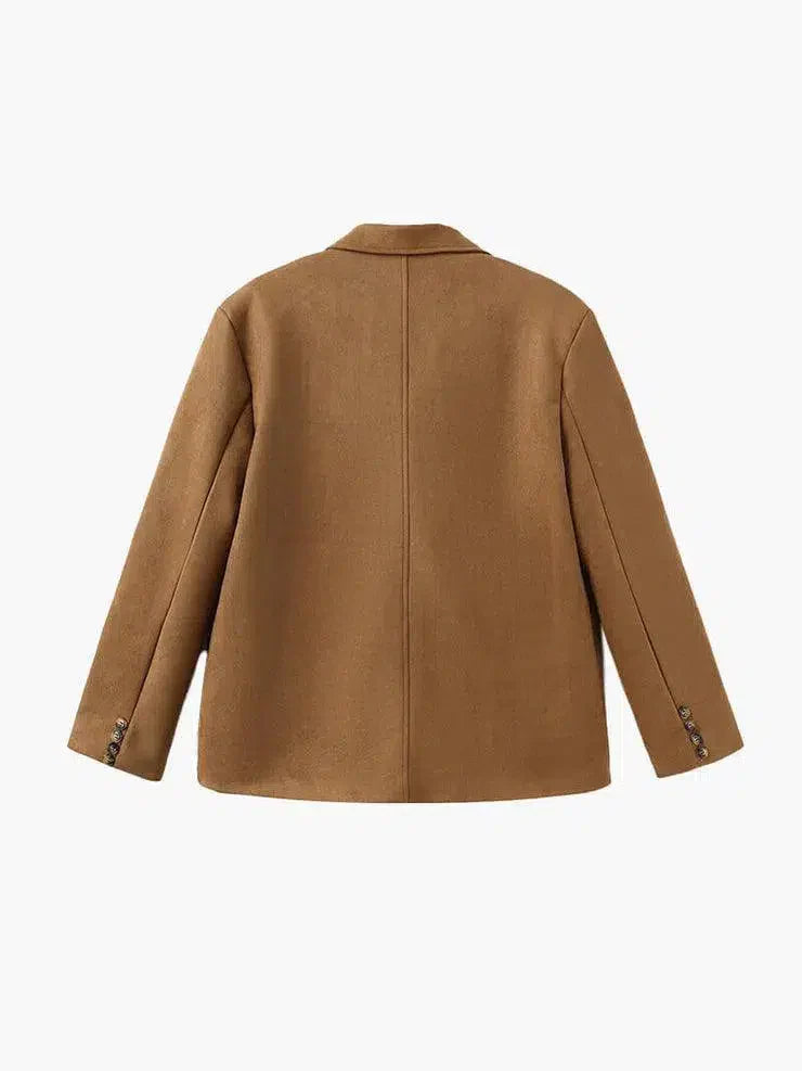Giulietta – Structured shoulders – Suede blazer-10174774411591-Ivory Ombre