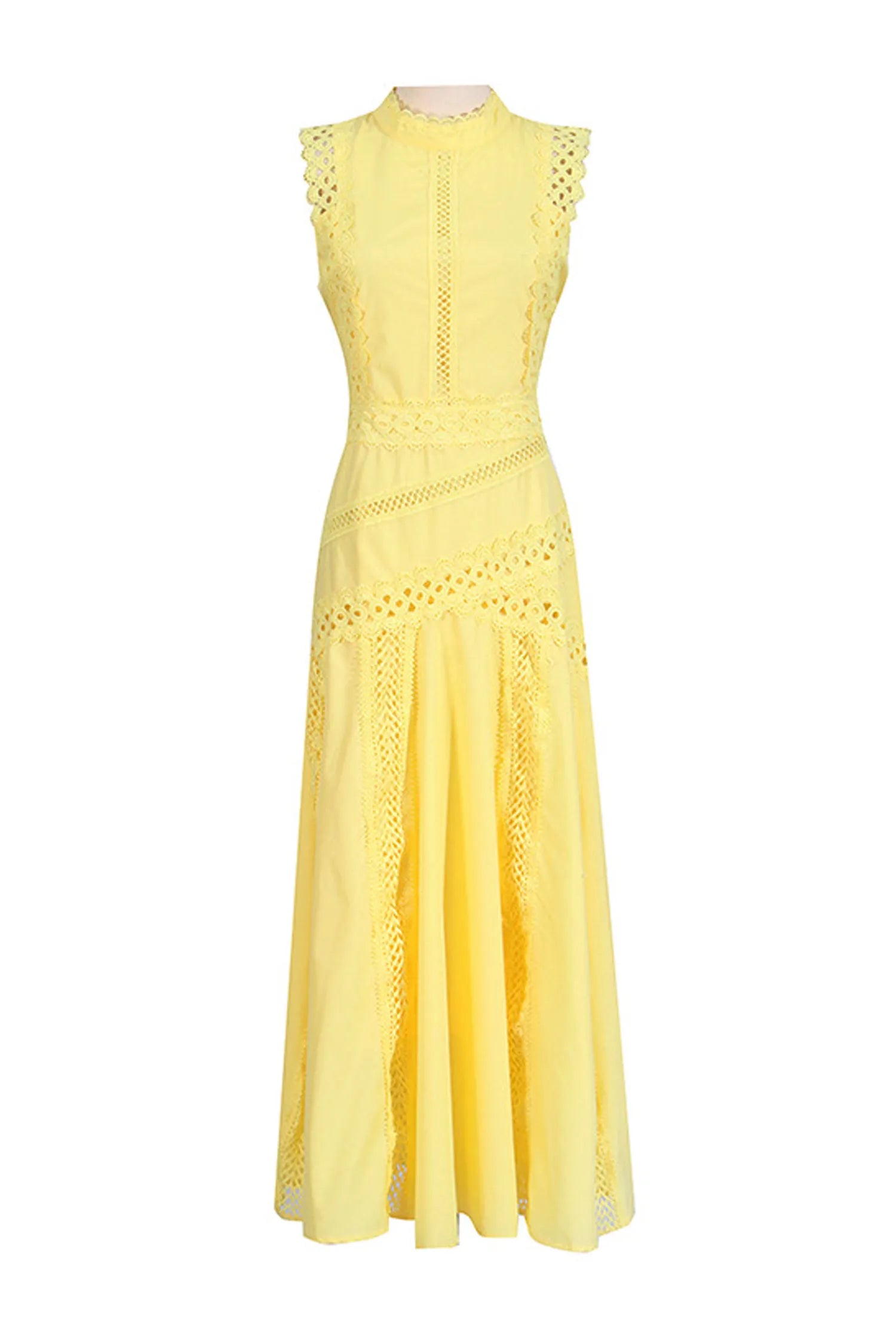 Gracia – Lace panel – Pleated midi dress-10174851580231-Ivory Ombre
