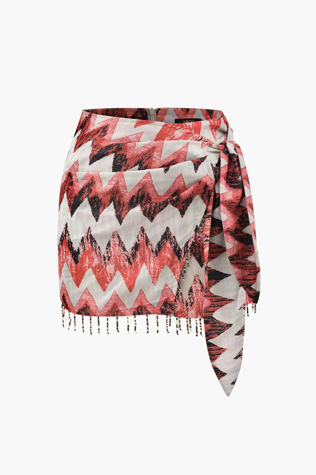 Ida – Unique design – Printed knot mini skirt-10174844371271-Ivory Ombre