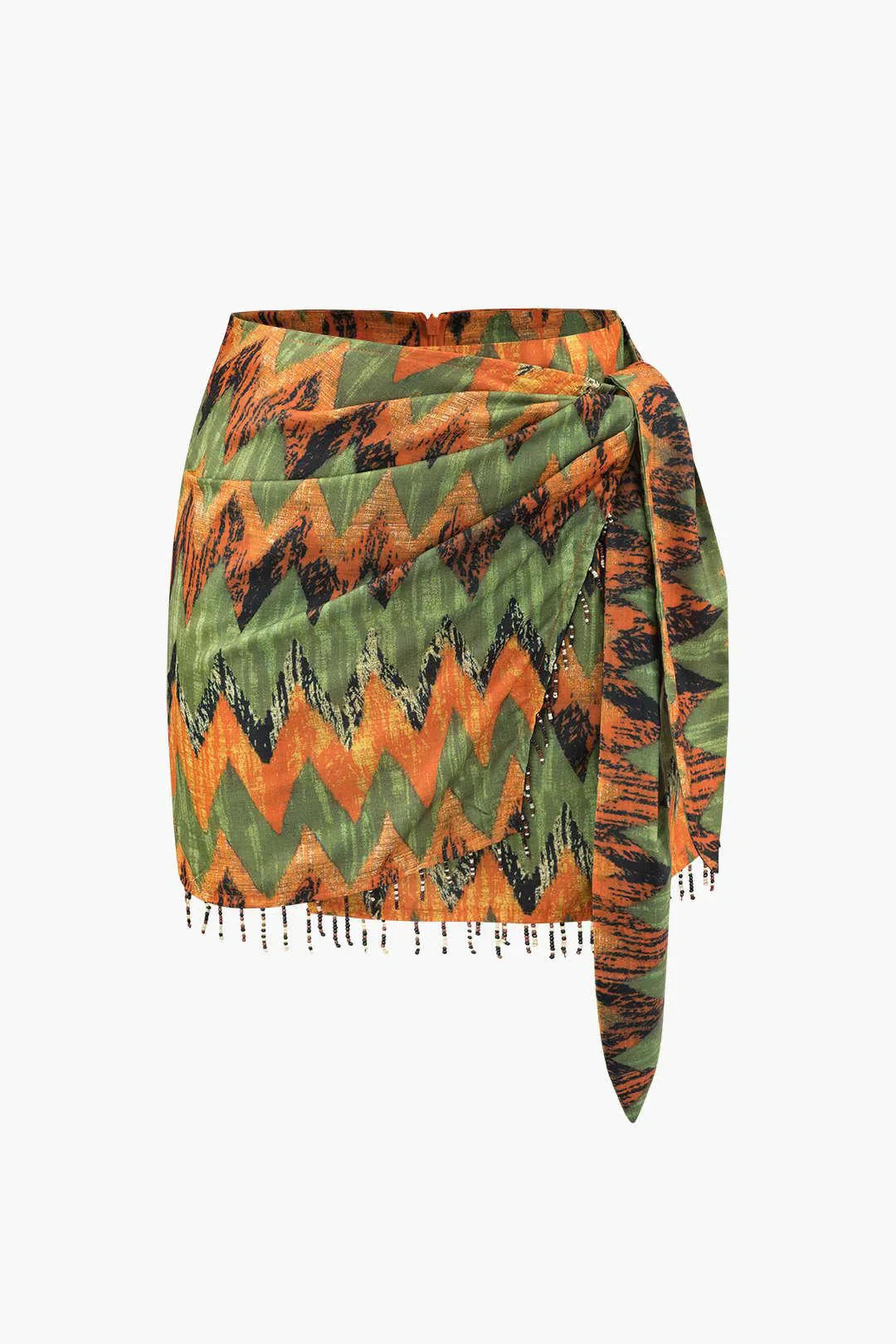 Ida – Unique design – Printed knot mini skirt-10174844371271-Ivory Ombre