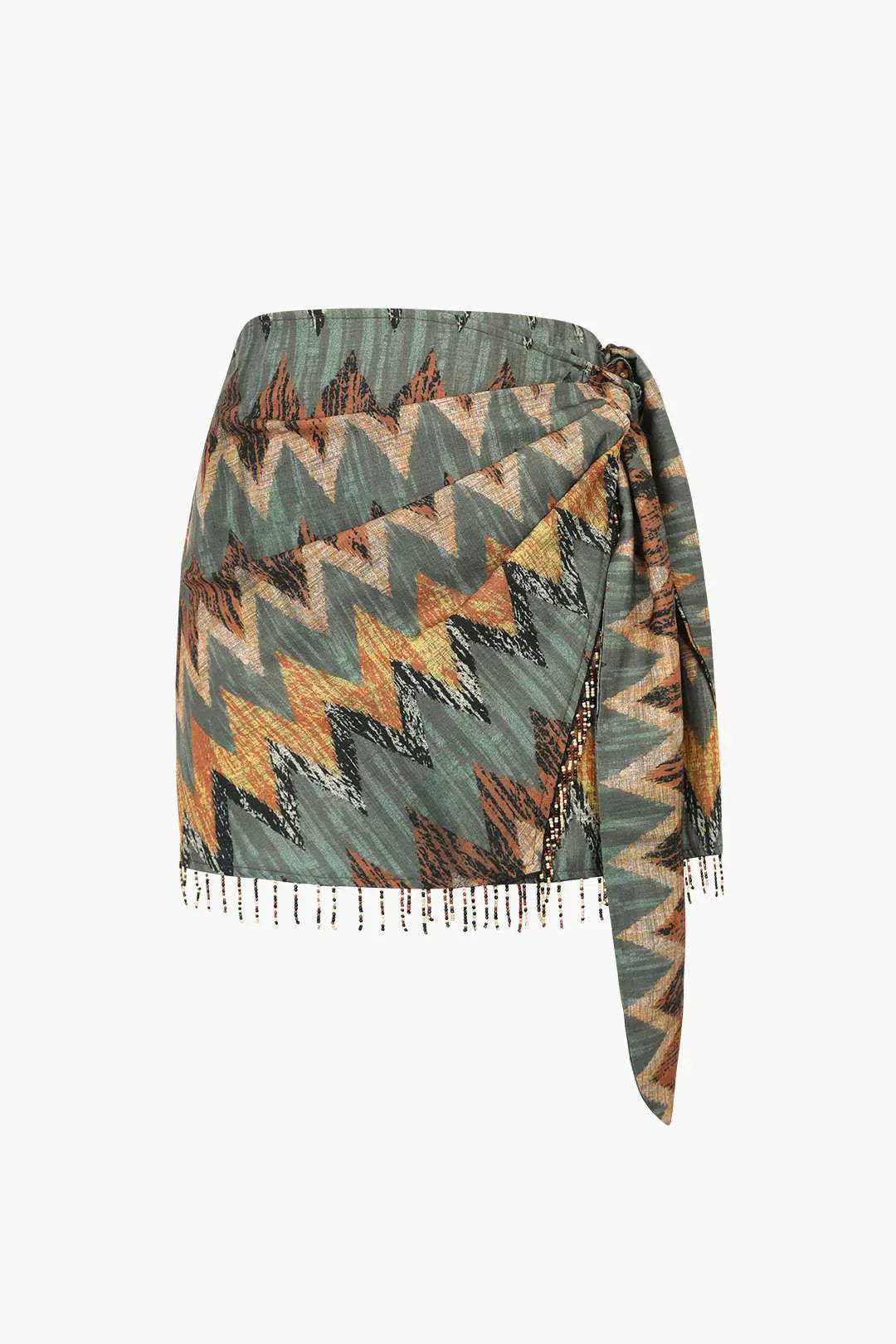 Ida – Unique design – Printed knot mini skirt-10174844371271-Ivory Ombre