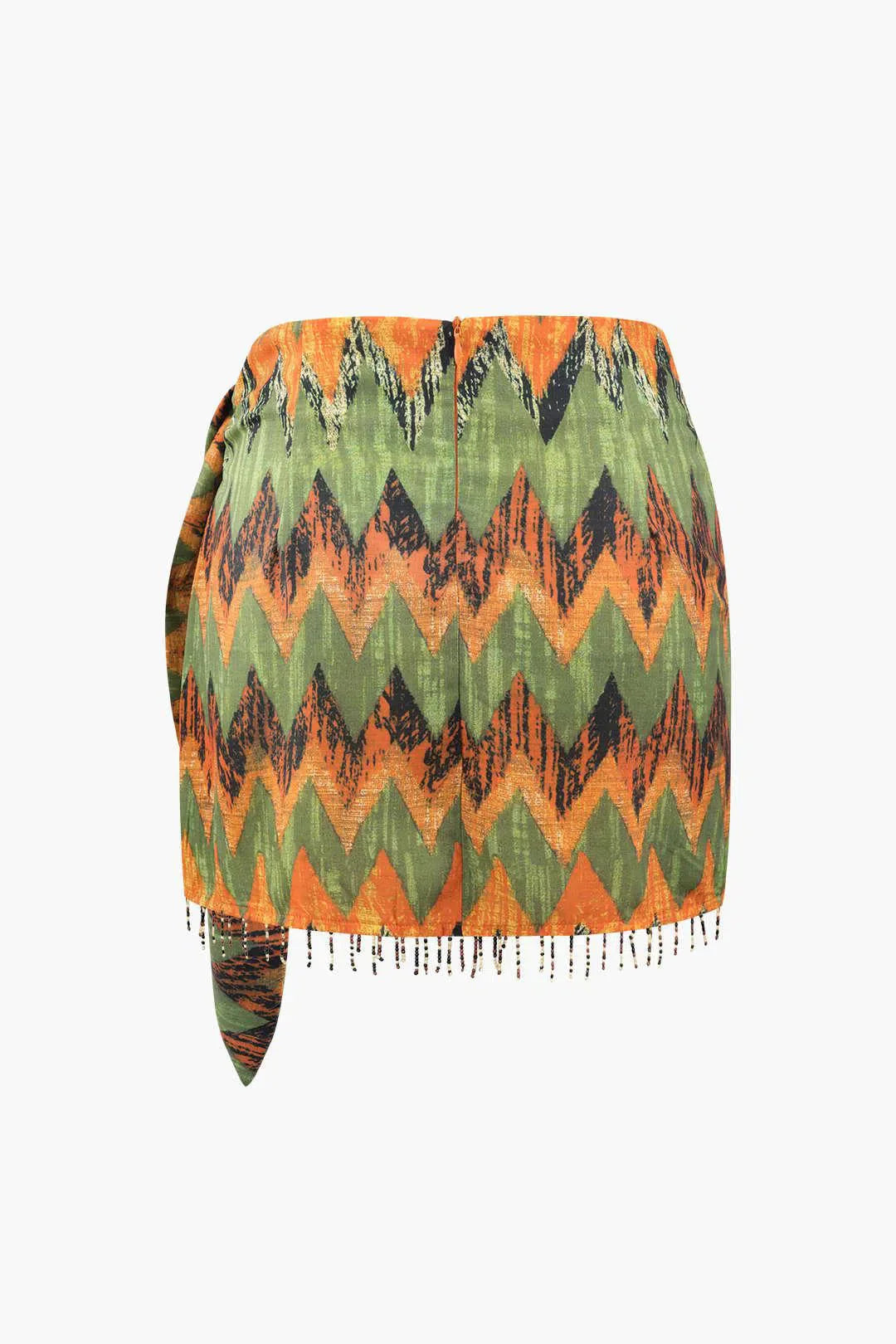 Ida – Unique design – Printed knot mini skirt-10174844371271-Ivory Ombre
