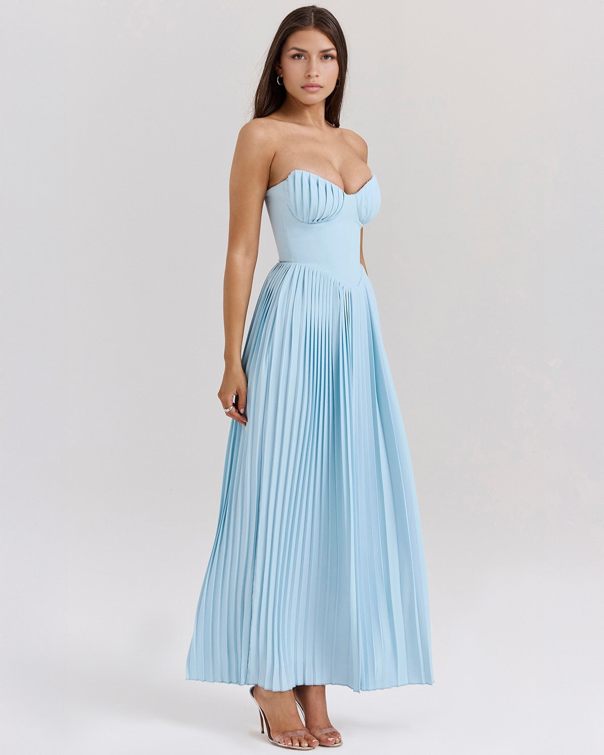 Isalène – Structured bustier – Pleated maxi dress-10174856429895-Ivory Ombre