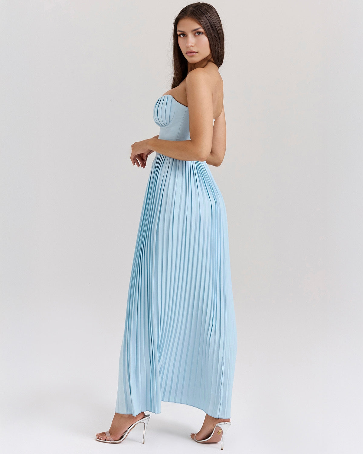 Isalène – Structured bustier – Pleated maxi dress-10174856429895-Ivory Ombre
