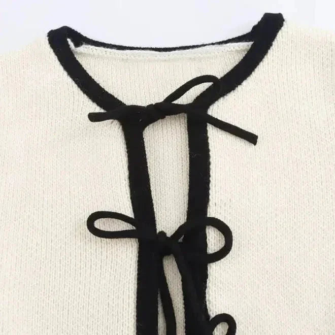 Josette – Bow accents – Chic cardigan-10174842798407-Ivory Ombre