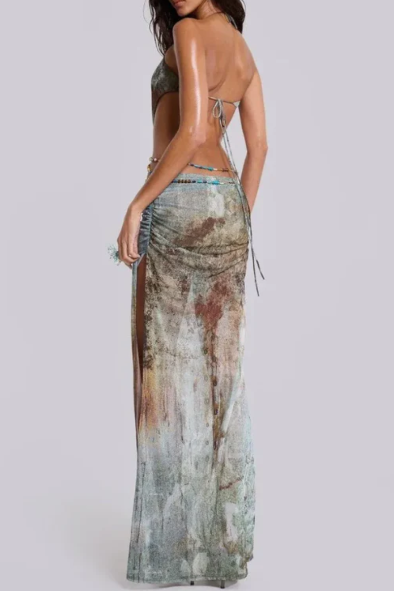 Julia – Printed mesh – Maxi dress-10174731714887-Ivory Ombre