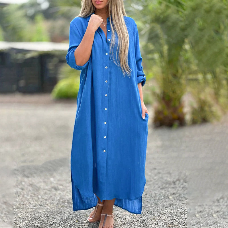 Julieta – Relaxed button-down – Linen maxi dress-10174855577927-Ivory Ombre