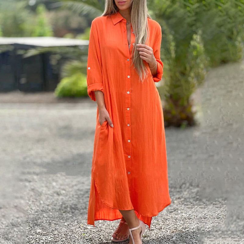 Julieta – Relaxed button-down – Linen maxi dress-10174855577927-Ivory Ombre