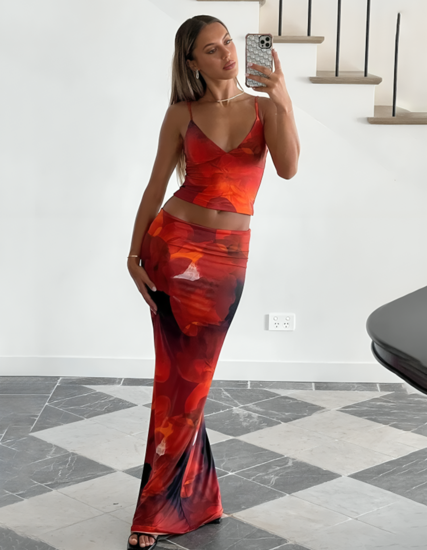 Kali – Abstract print – Two-piece skirt set-10174853972295-Ivory Ombre