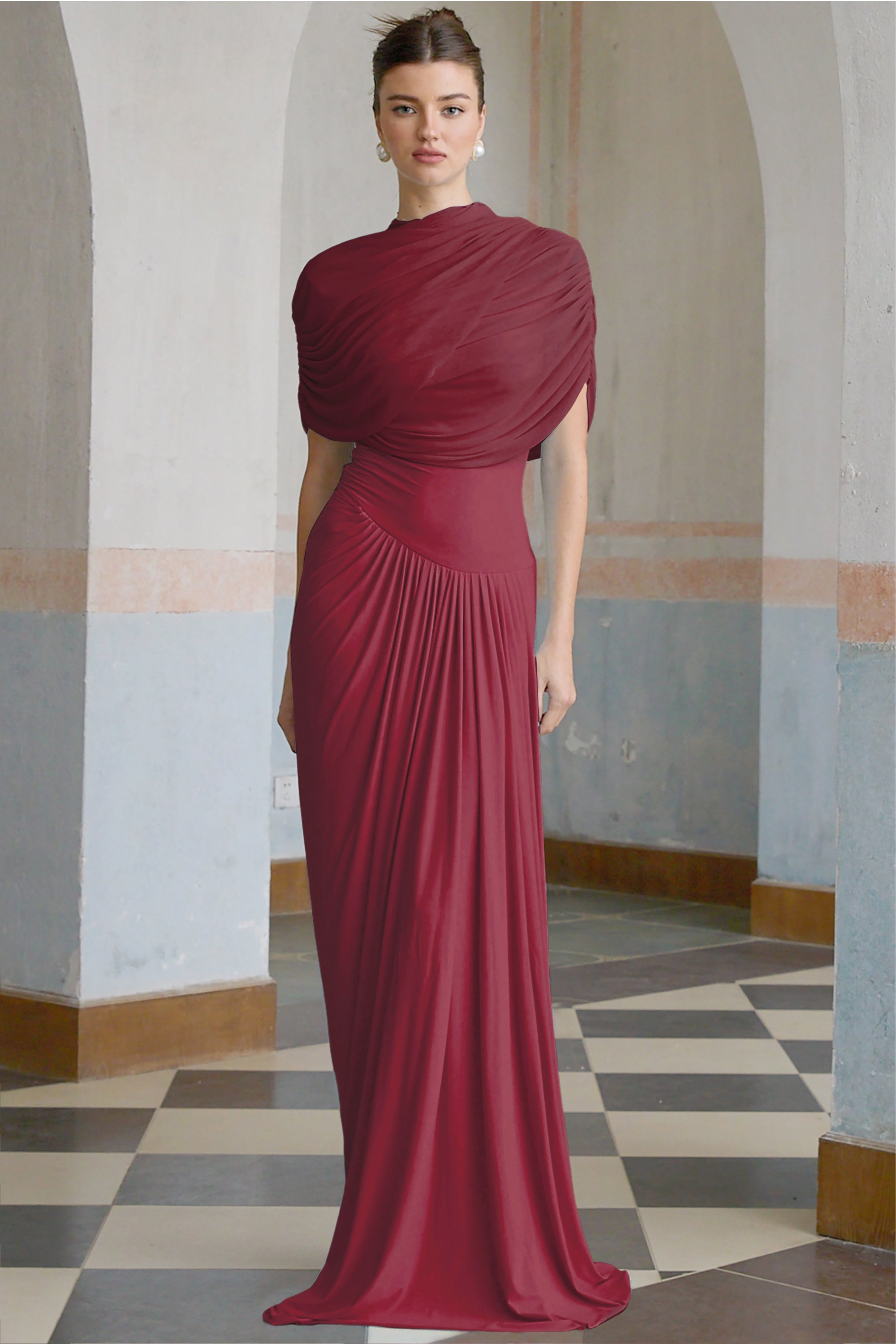 Katherine – Draped silhouette – One-shoulder evening gown-10178268004679-Ivory Ombre
