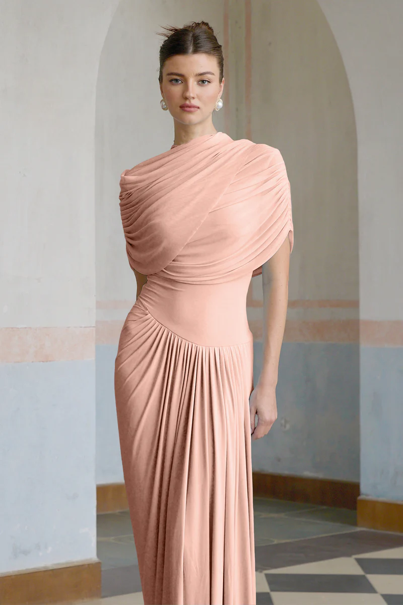 Katherine – Draped silhouette – One-shoulder evening gown-10178268004679-Ivory Ombre