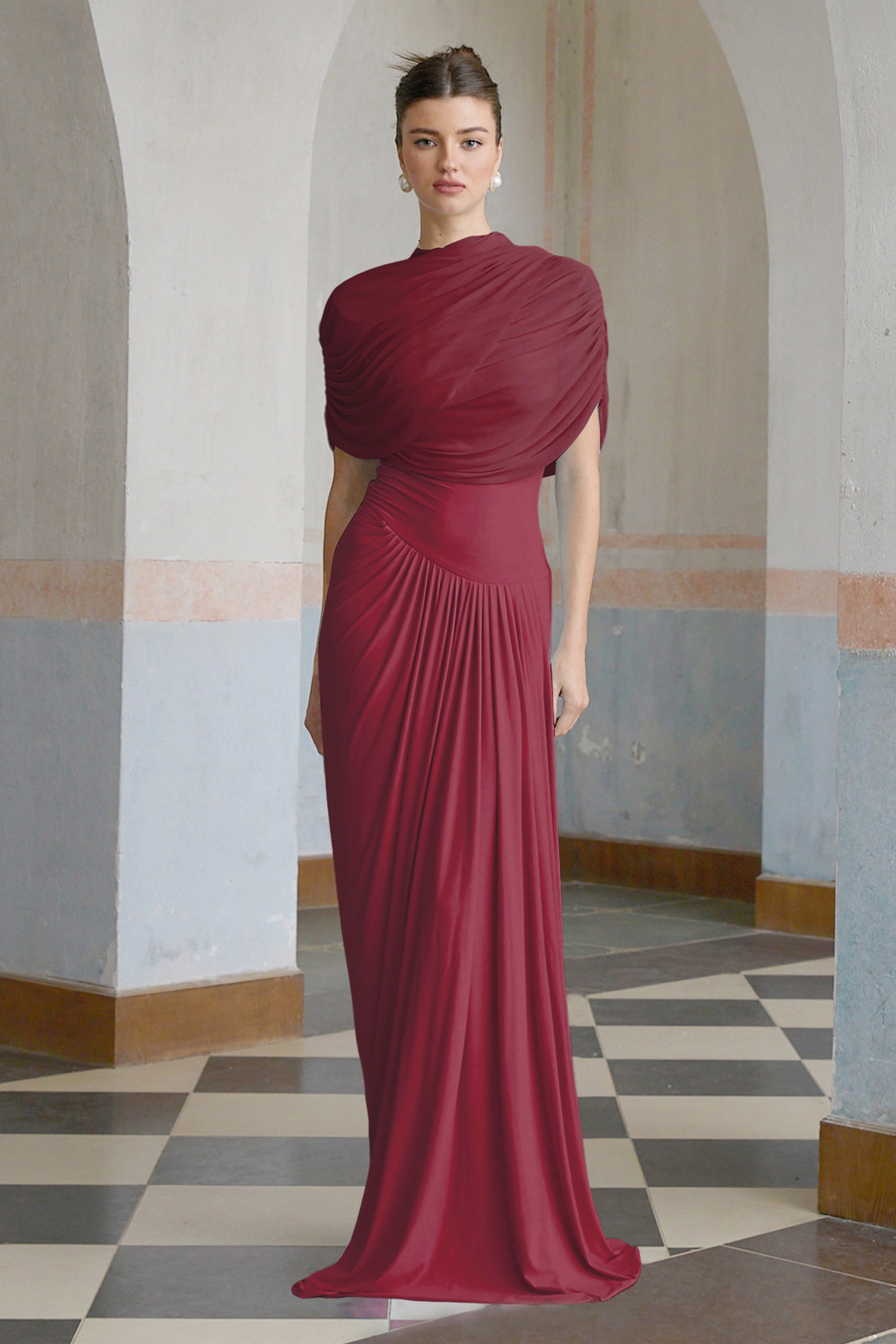Katherine – Draped silhouette – One-shoulder evening gown-10178268004679-Ivory Ombre