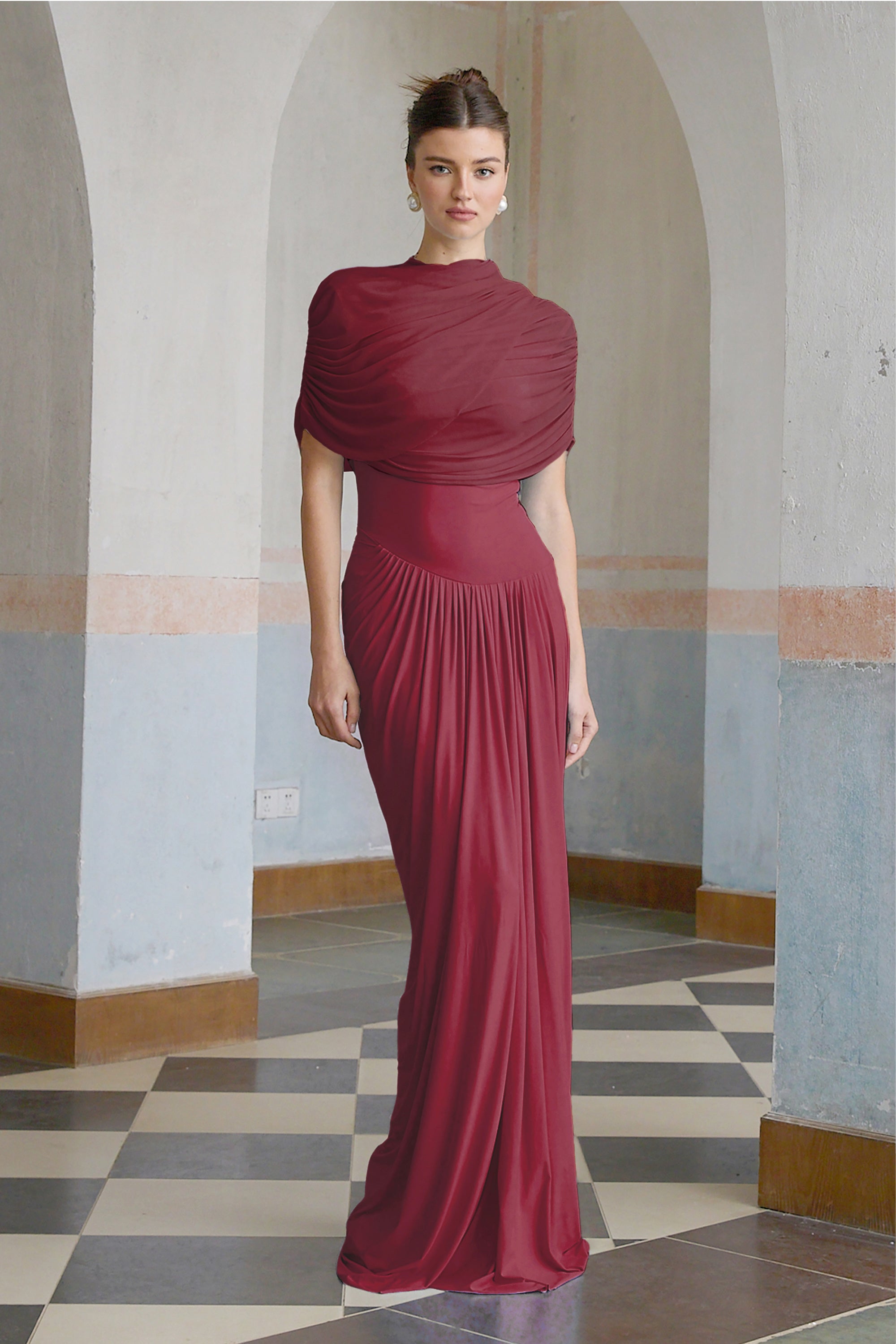 Katherine – Draped silhouette – One-shoulder evening gown-10178268004679-Ivory Ombre