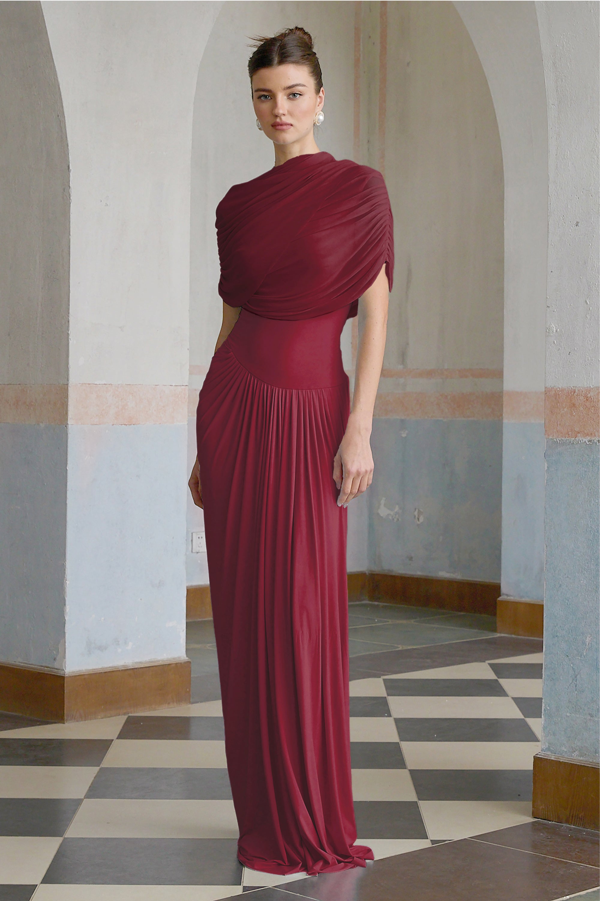 Katherine – Draped silhouette – One-shoulder evening gown-10178268004679-Ivory Ombre