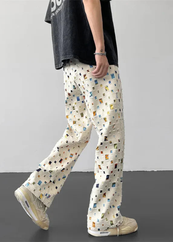 Ken – Cut-out mosaic – Relaxed trousers-10174867931463-Ivory Ombre