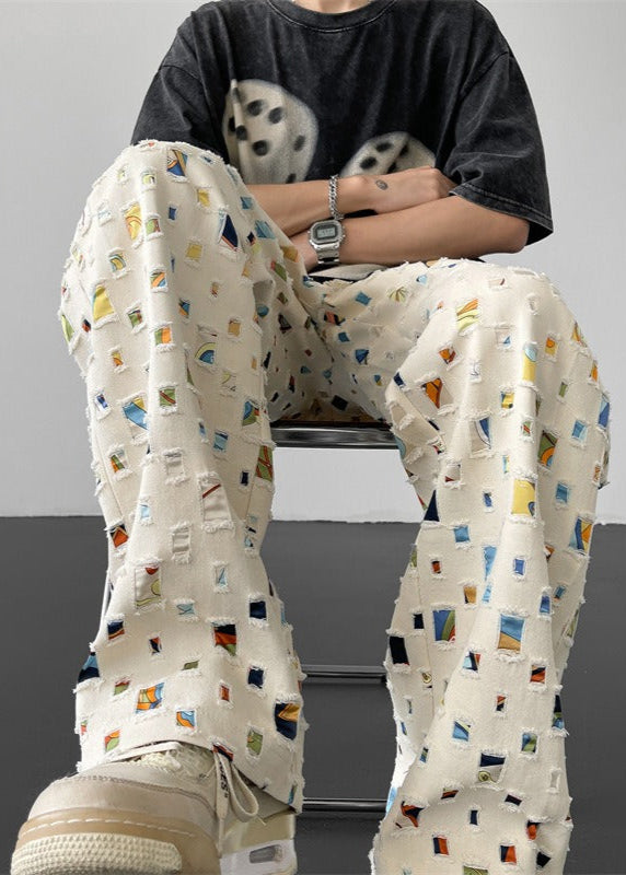 Ken – Cut-out mosaic – Relaxed trousers-10174867931463-Ivory Ombre