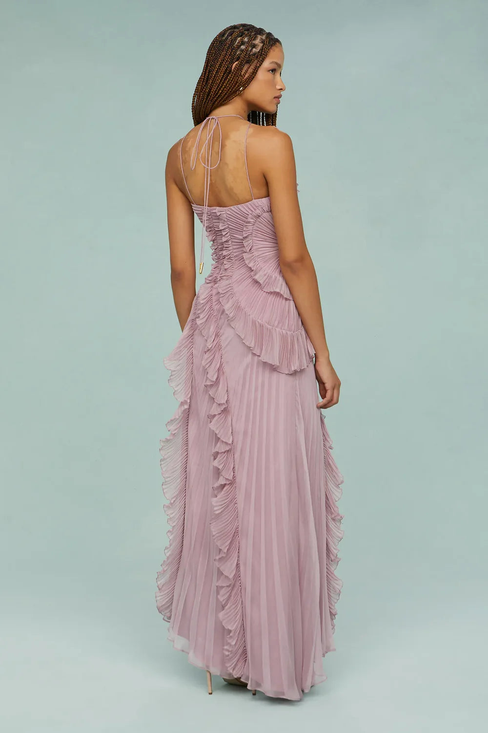 Lavirea – Sculpted pleats – One-shoulder midi dress-10193803051335-Ivory Ombre