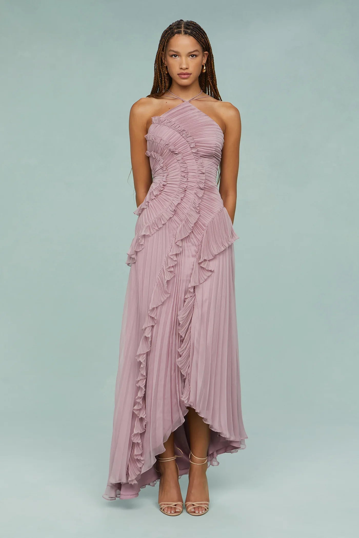 Lavirea – Sculpted pleats – One-shoulder midi dress-15161108824448-Santi Vento Atelier