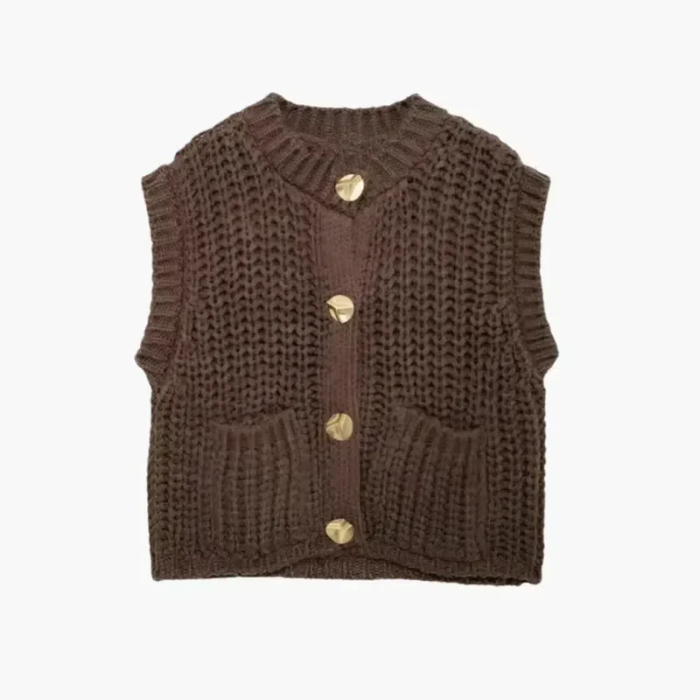 Leonelle – Button detailing – Sweater vest-10174842896711-Ivory Ombre