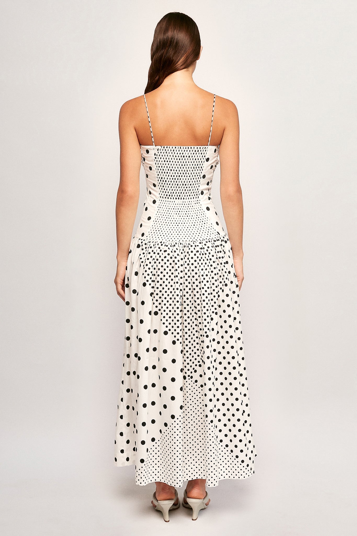 Lucerra – Sculpted spot – Fitted midi dress-10174846173511-Ivory Ombre