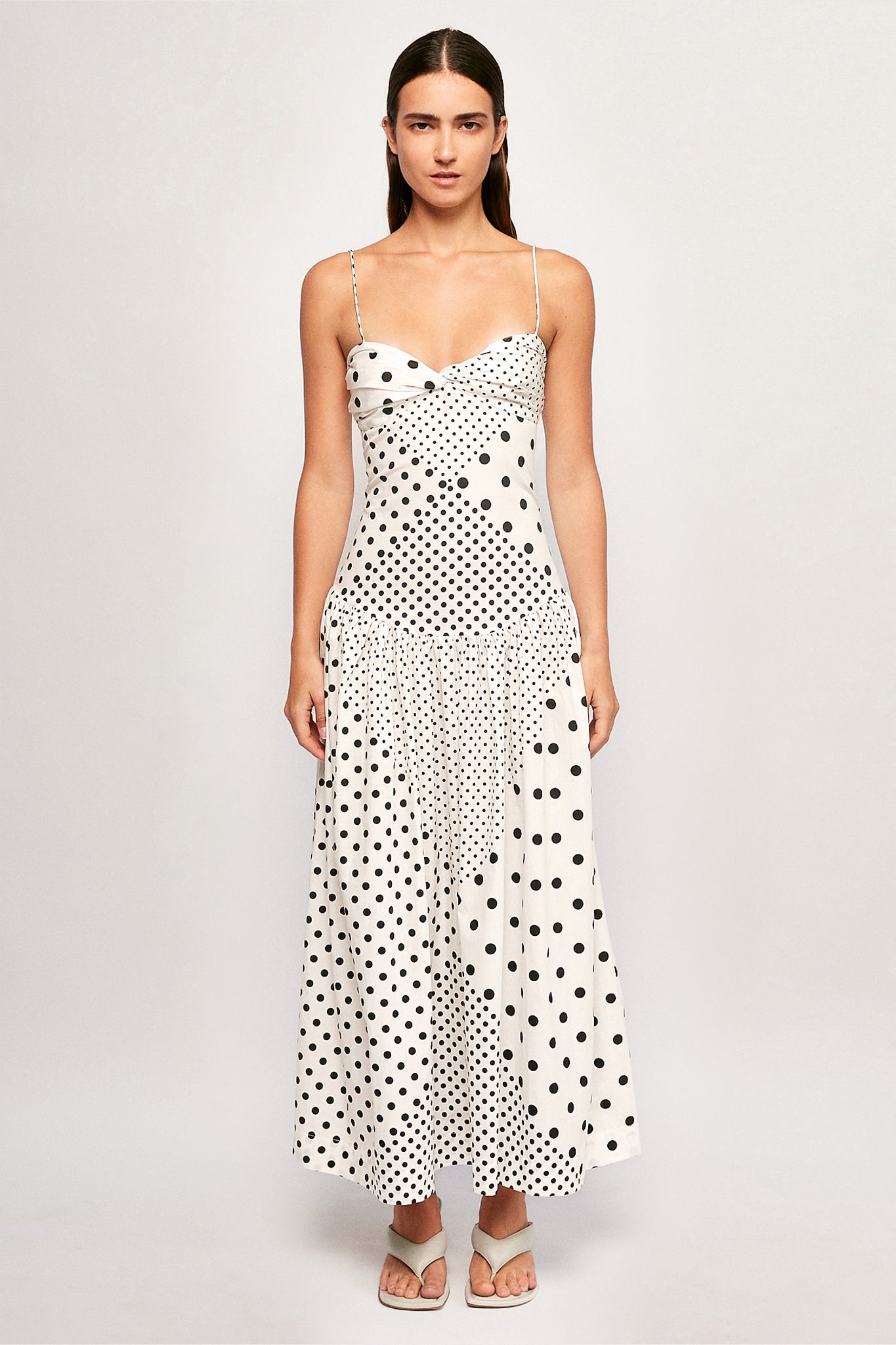 Lucerra – Sculpted spot – Fitted midi dress-10174846173511-Ivory Ombre