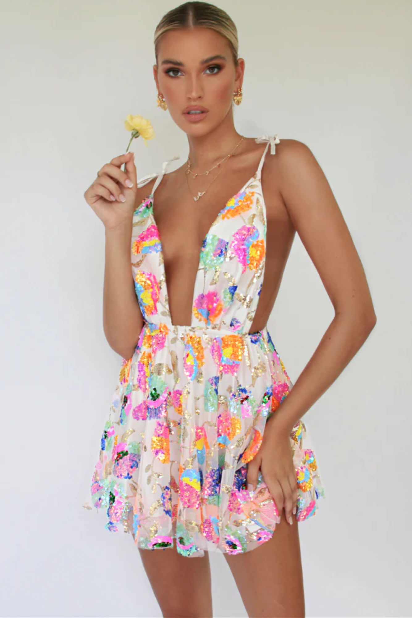 Luciara – Iridescent floral – Party dress-10183970521415-Ivory Ombre