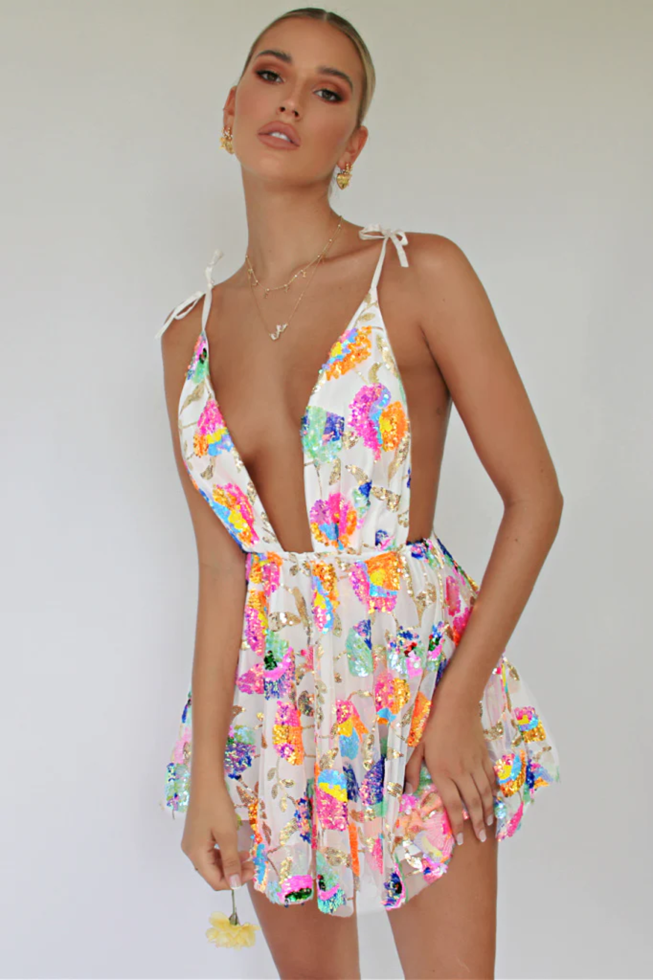 Luciara – Iridescent floral – Party dress-10183970521415-Ivory Ombre