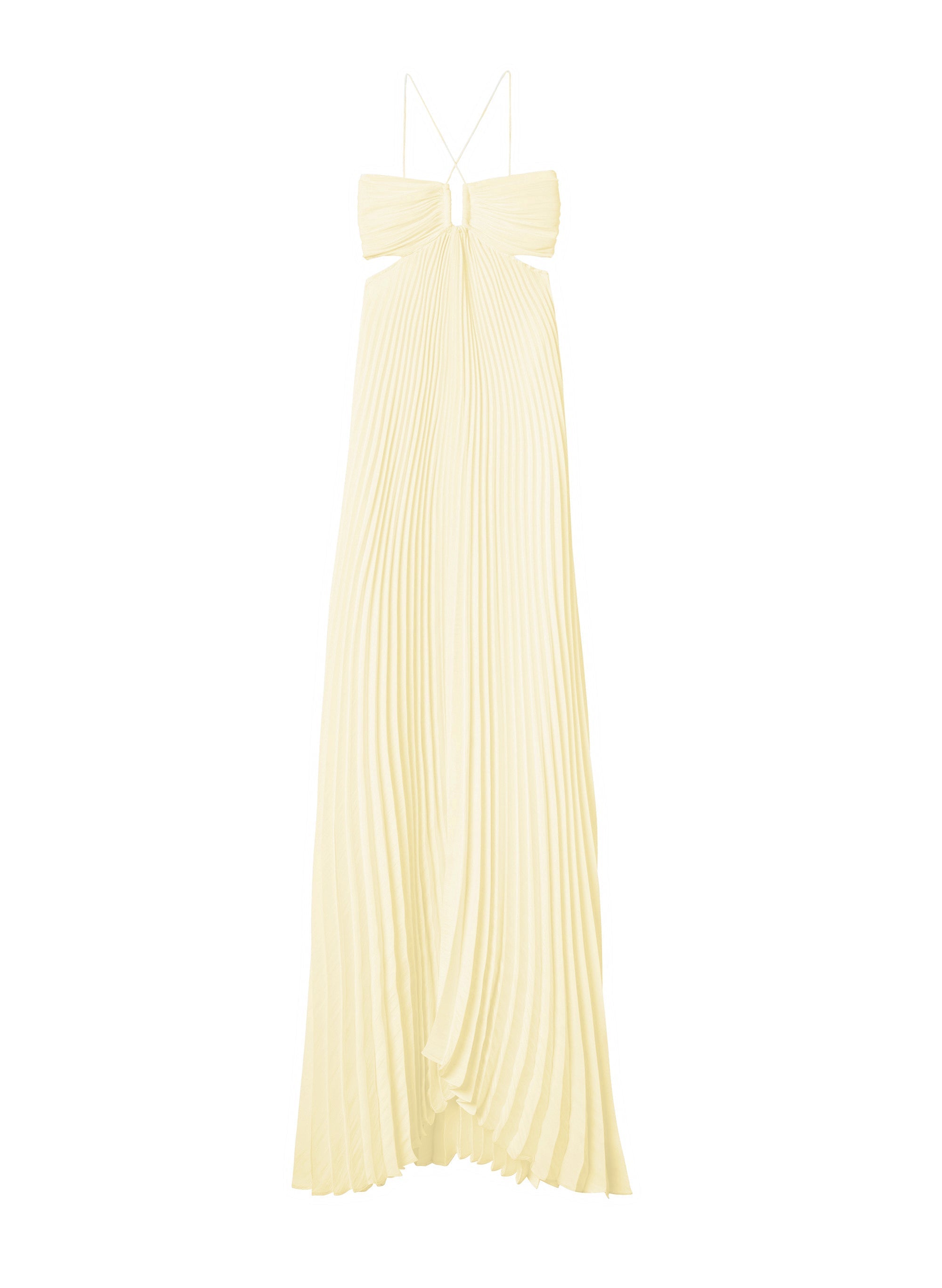 Lumivienne – Pleated silhouette – Halter maxi dress-10201041043783-Ivory Ombre