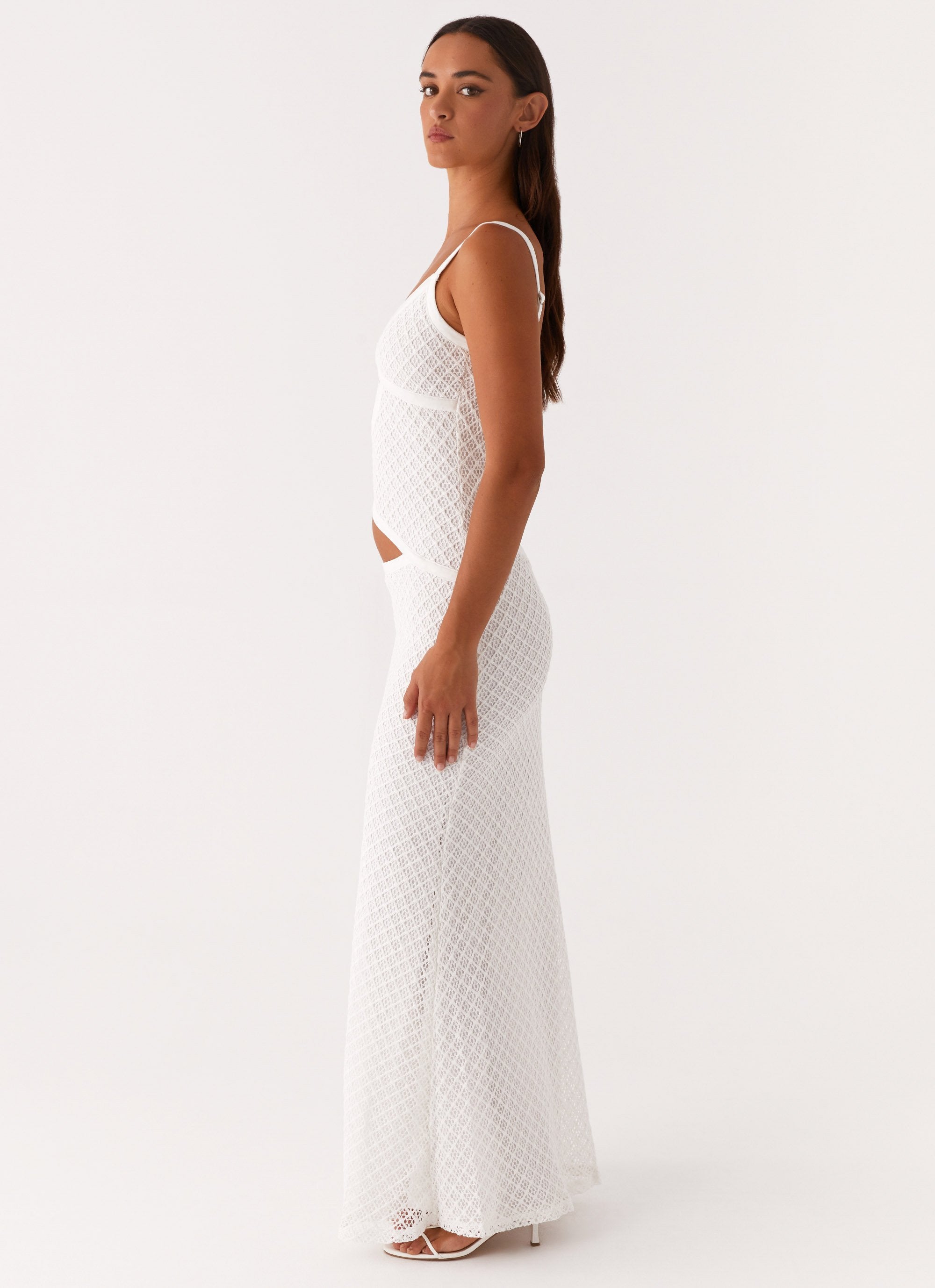 Lumivière – Cutout twist – Crochet Maxi Dress-10174867800391-Ivory Ombre