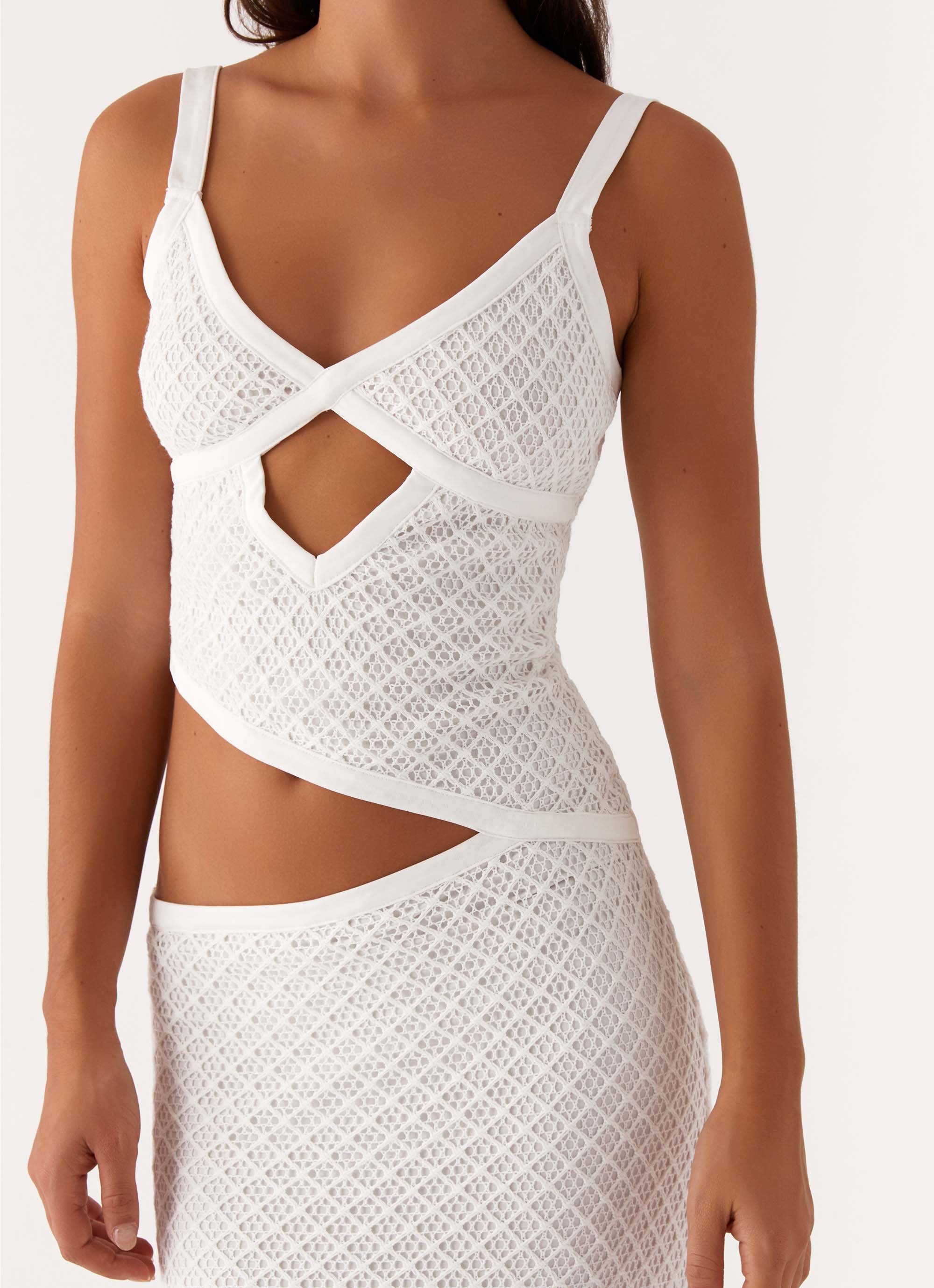 Lumivière – Cutout twist – Crochet Maxi Dress-10174867800391-Ivory Ombre