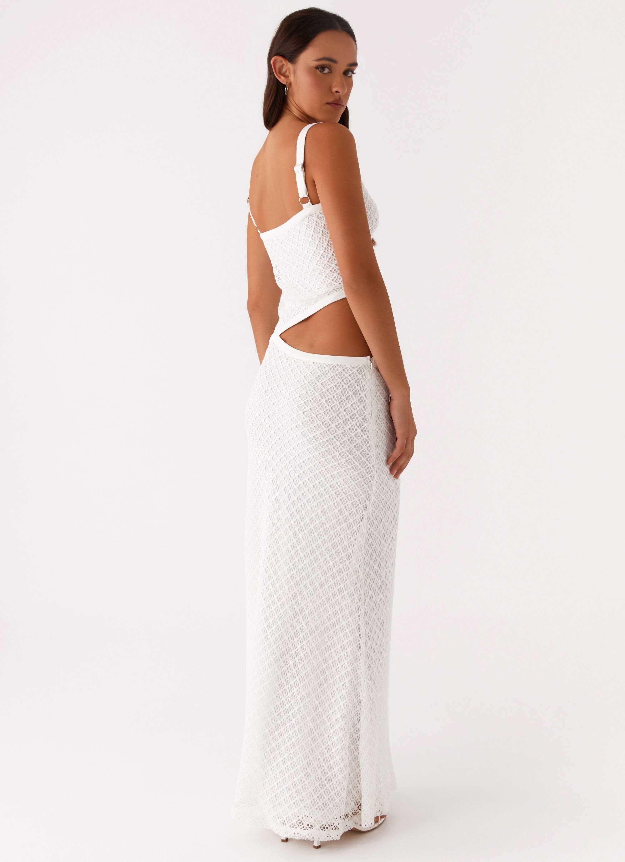 Lumivière – Cutout twist – Crochet Maxi Dress-10174867800391-Ivory Ombre