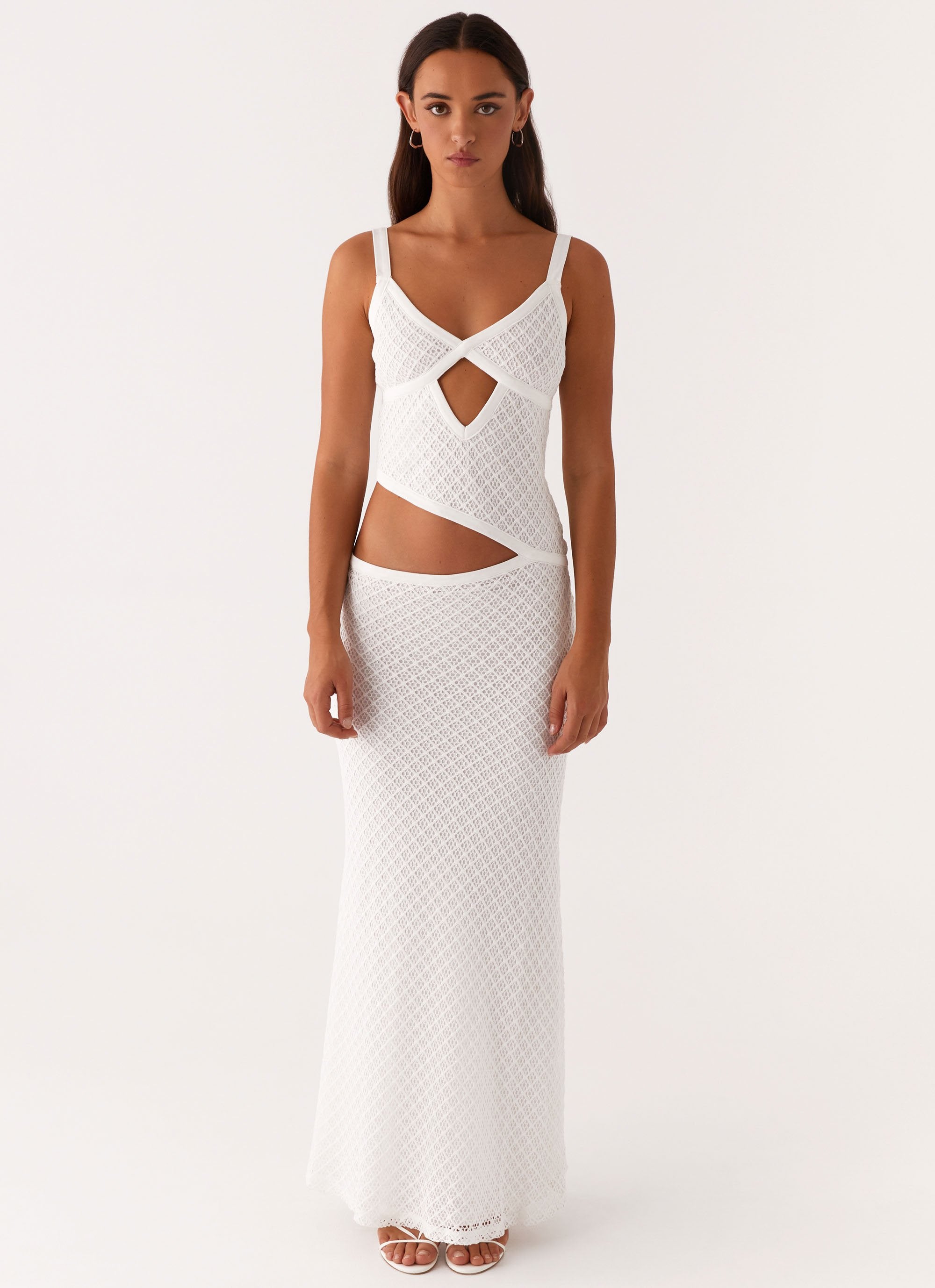 Lumivière – Cutout twist – Crochet Maxi Dress-10174867800391-Ivory Ombre