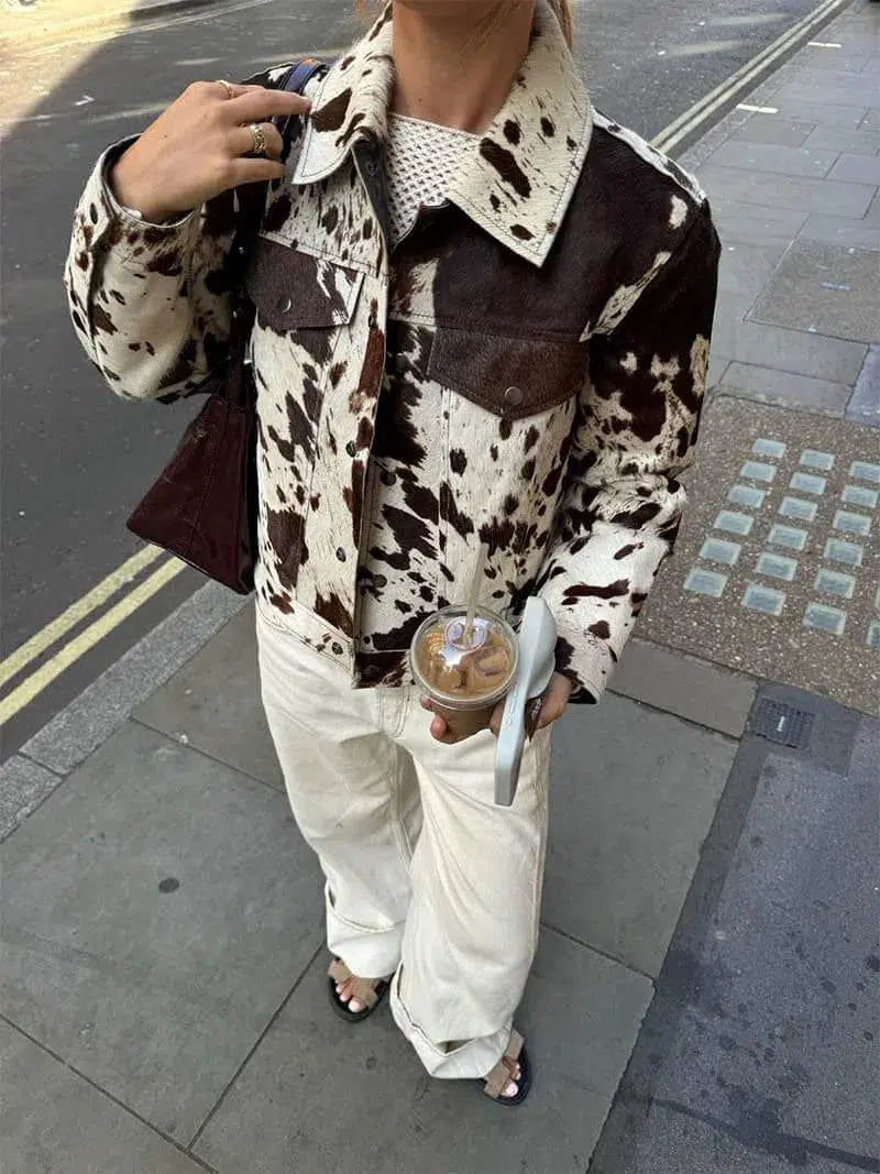 Luna – Cow print – Jacket-10174770053447-Ivory Ombre