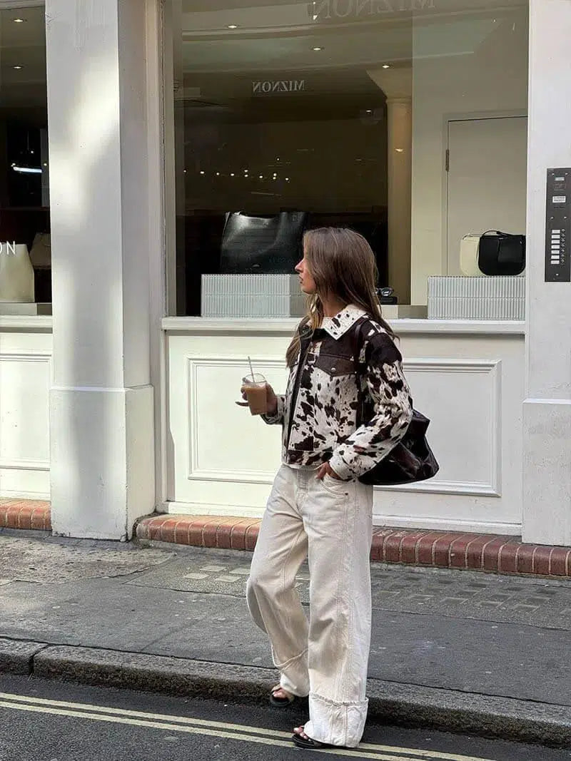 Luna – Cow print – Jacket-10174770053447-Ivory Ombre