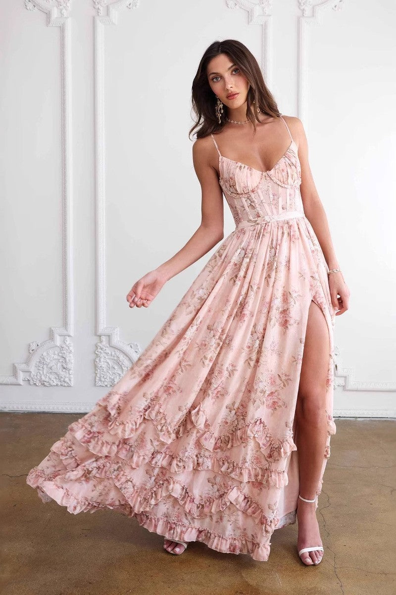 Lunariare – Romantic floral – Maxi dress-10174857838919-Ivory Ombre