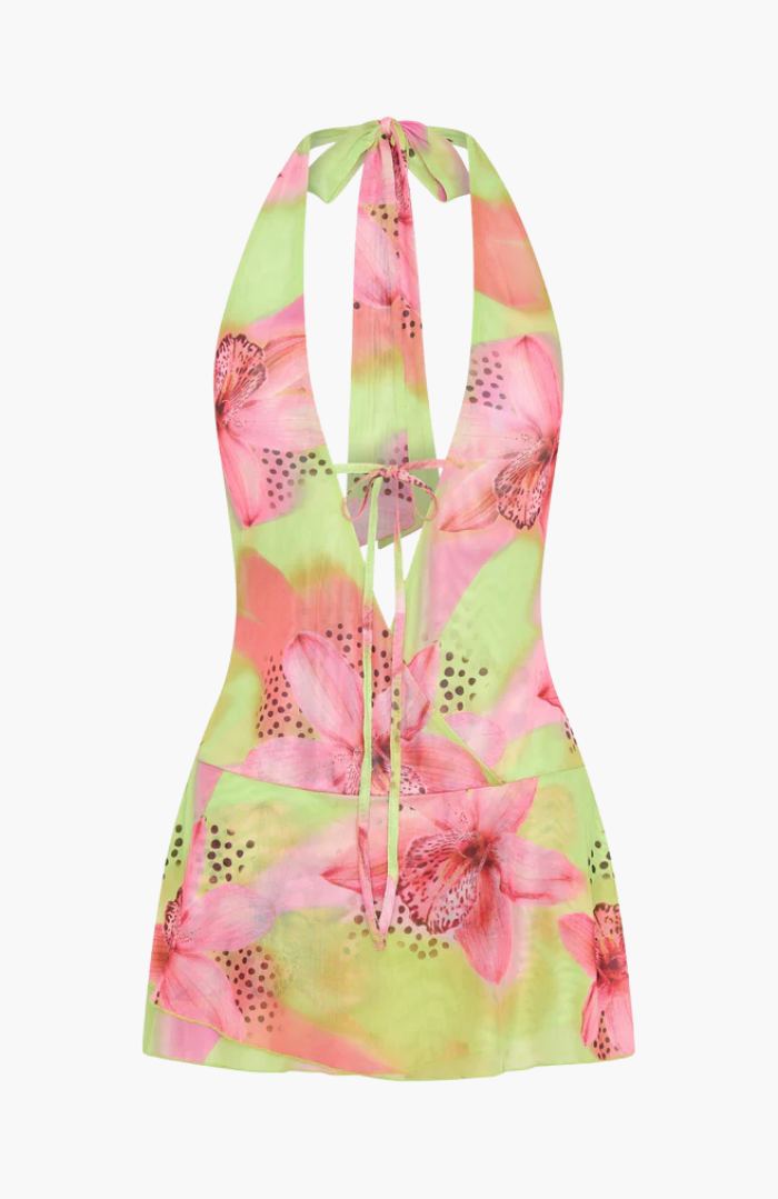 Lunavita – Tropical plunge tie – Beach mini dress-10174851449159-Ivory Ombre