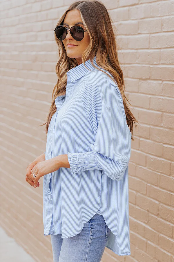 Lunella – Pinstripe detail – Button-up blouse