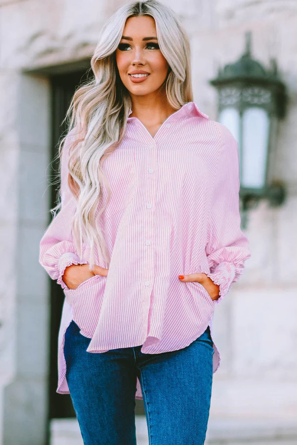 Lunella – Pinstripe detail – Button-up blouse