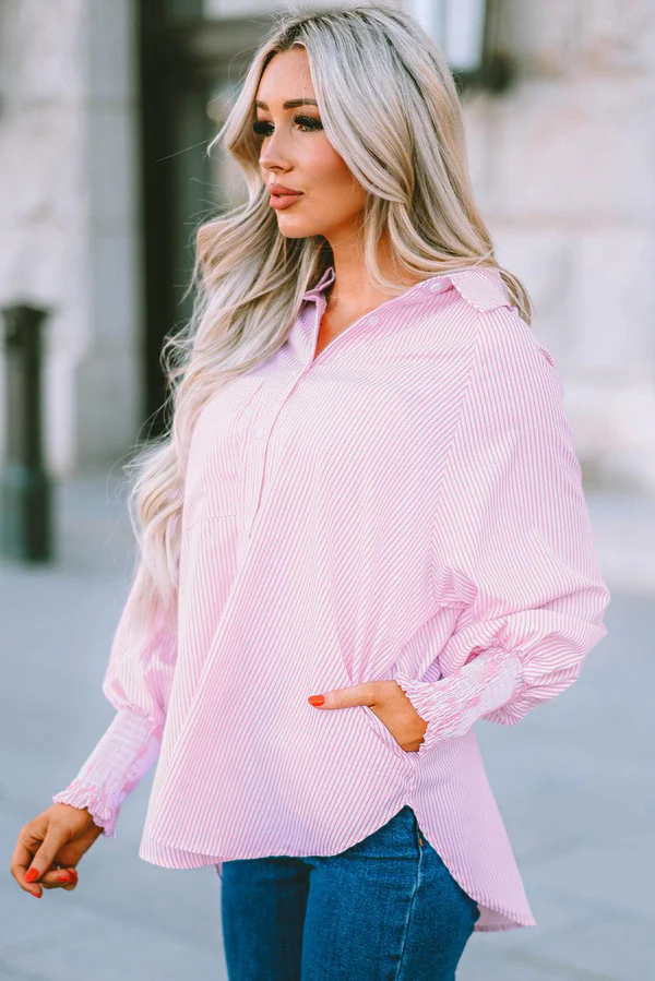 Lunella – Pinstripe detail – Button-up blouse