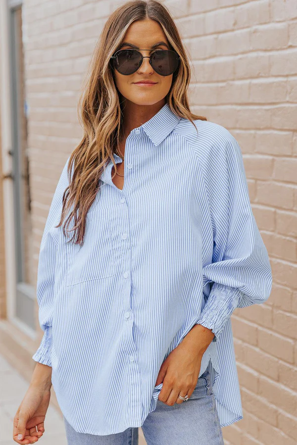 Lunella – Pinstripe detail – Button-up blouse