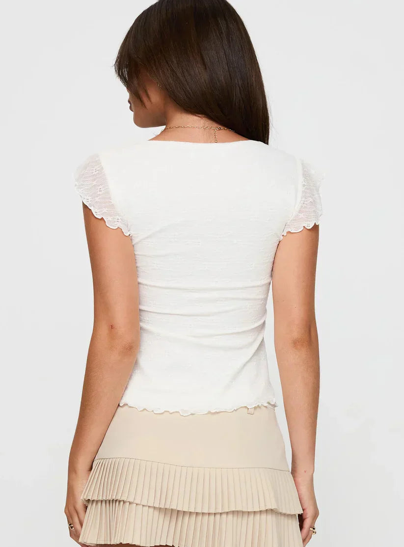Lunelle – Ruffle sleeve – Peplum blouse-10174866030919-Ivory Ombre
