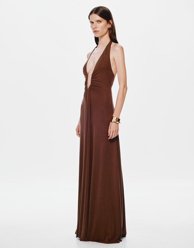 Lunèra – Plunging elegance – Maxi dress-10177035993415-Ivory Ombre