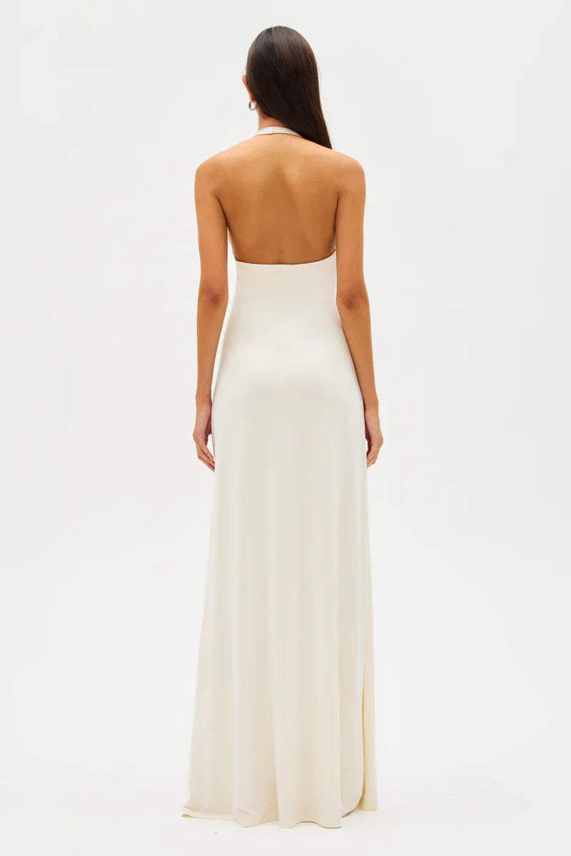 Lunèra – Plunging elegance – Maxi dress-10177035993415-Ivory Ombre