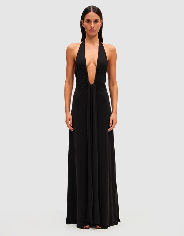 Lunèra – Plunging elegance – Maxi dress-10177035993415-Ivory Ombre