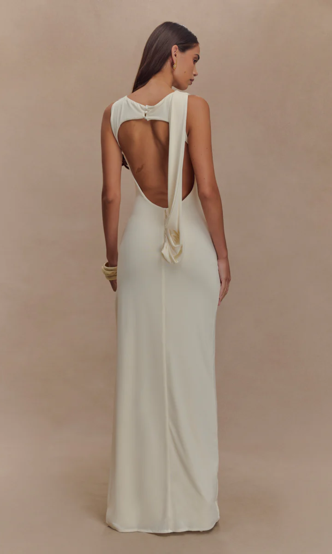 Lunivelle – Draped waist detail – Maxi gown-10174848303431-Ivory Ombre