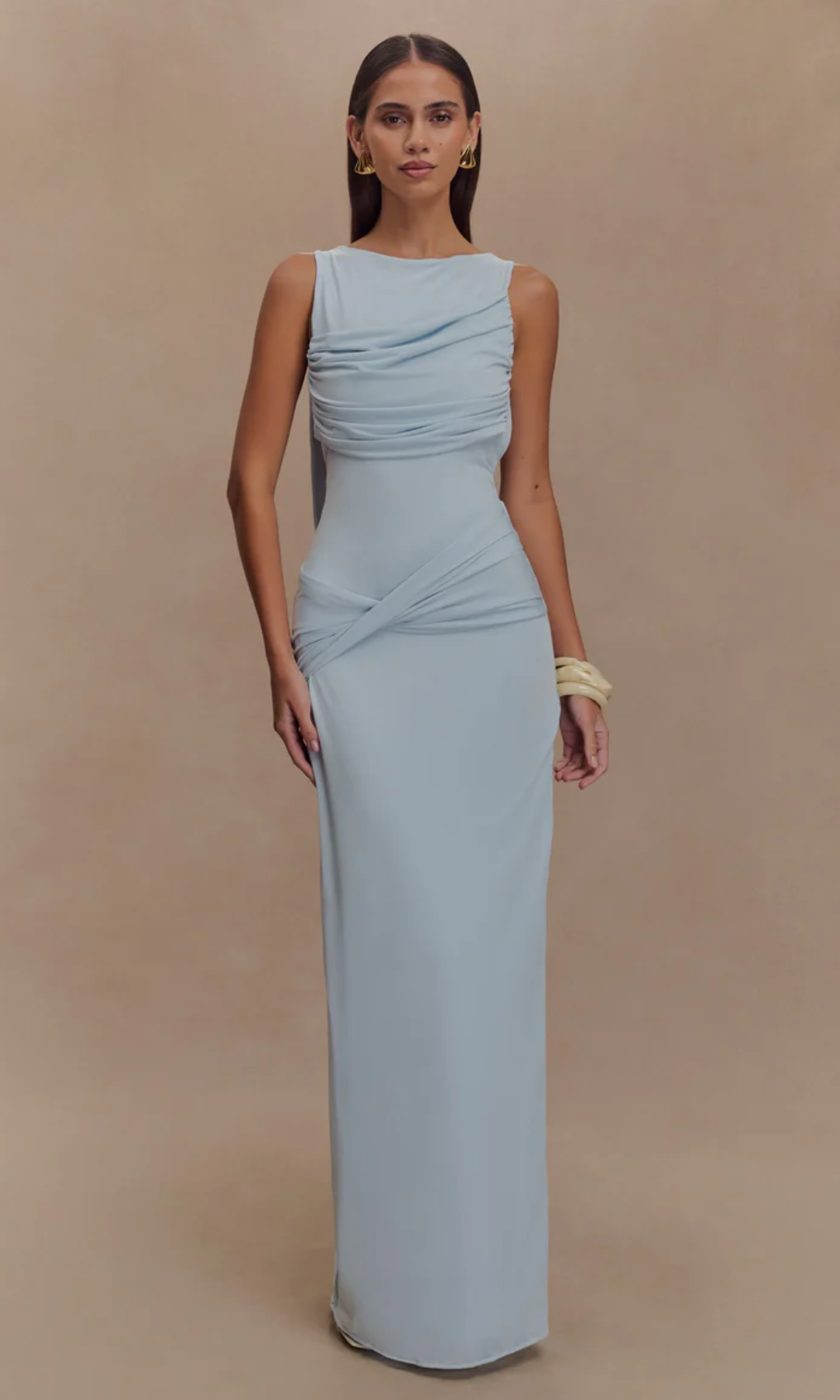 Lunivelle – Draped waist detail – Maxi gown-10174848303431-Ivory Ombre