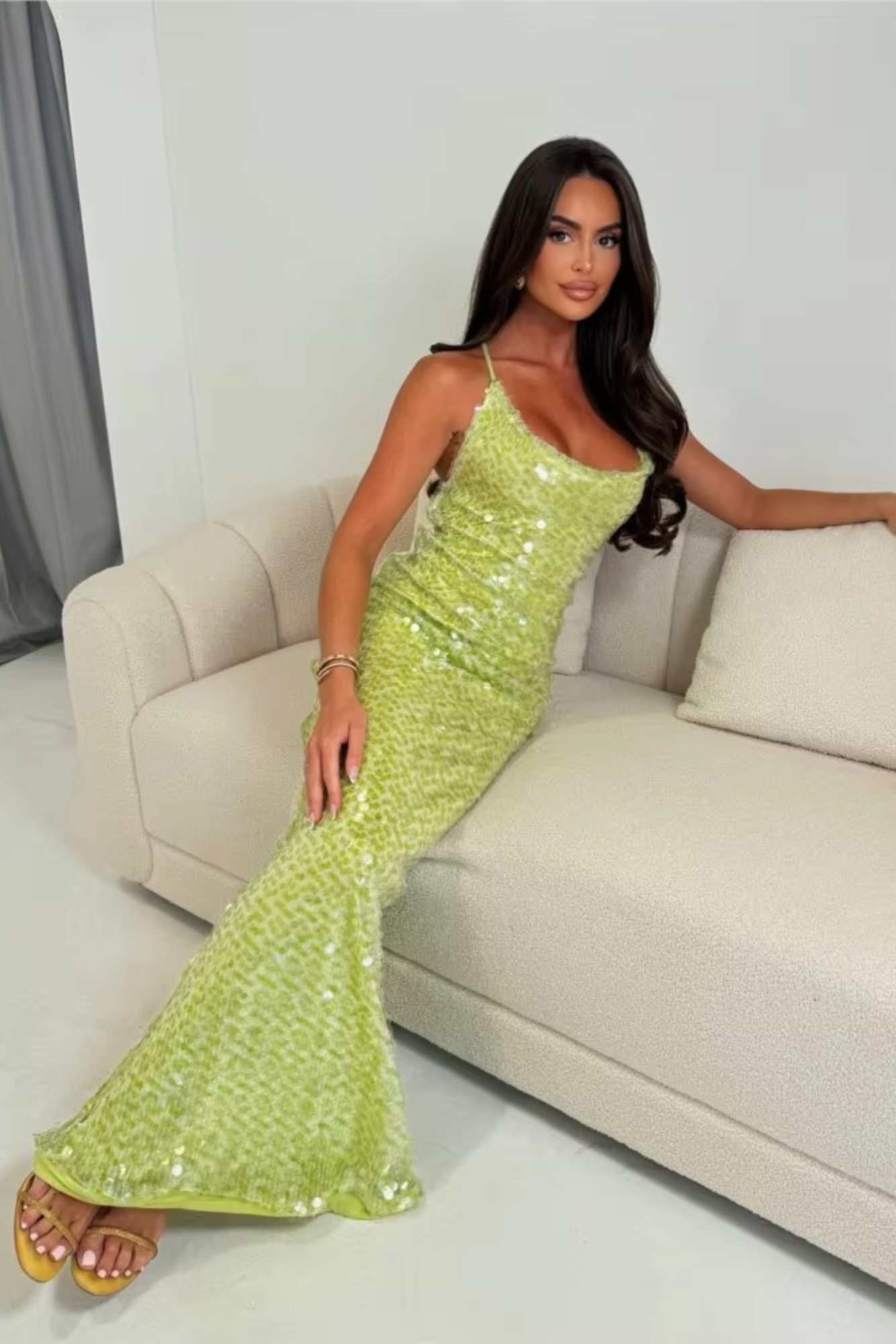 Lustrelisse – Sequin shimmer – Strappy evening gown-10174857380167-Ivory Ombre