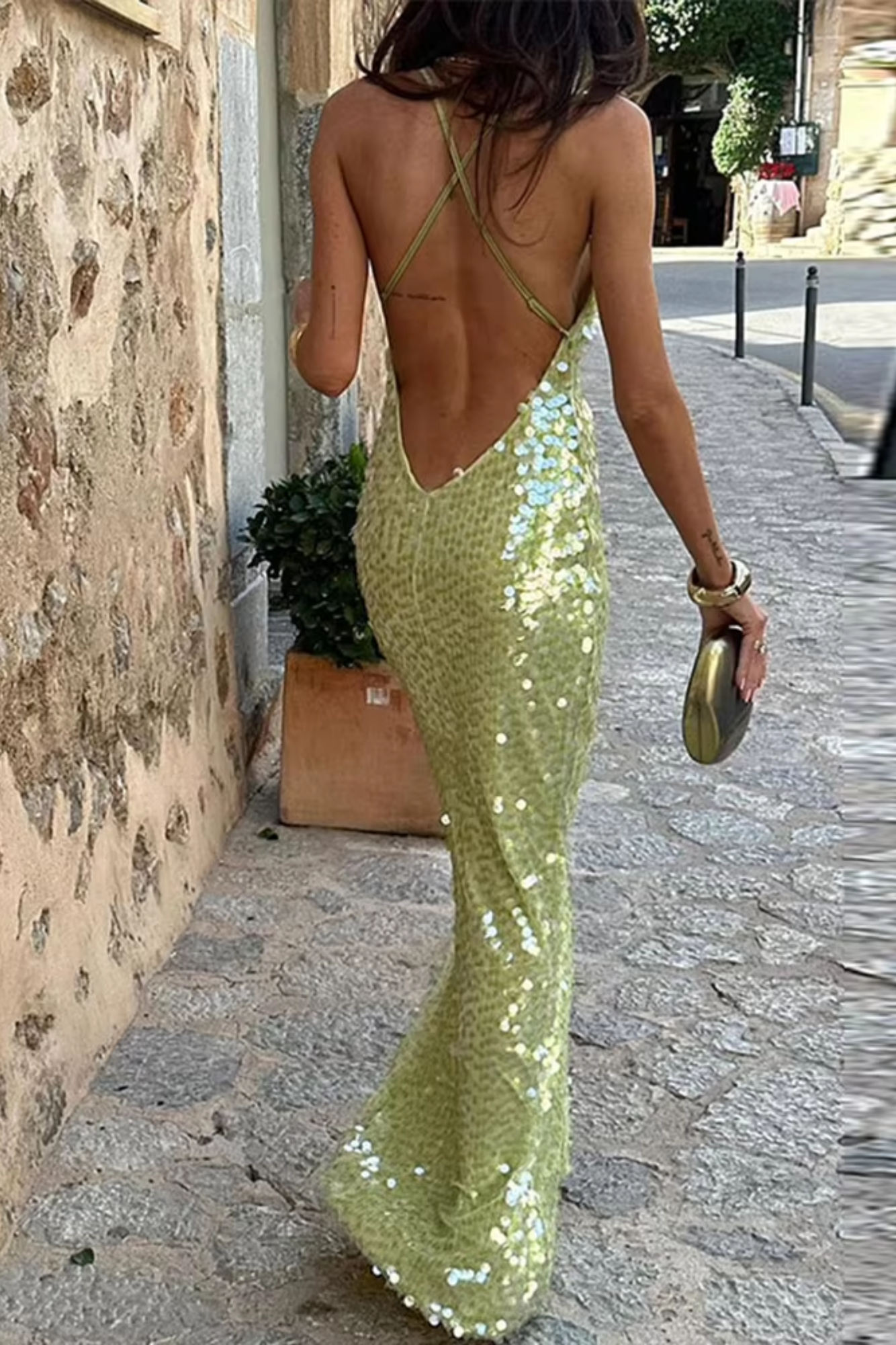 Lustrelisse – Sequin shimmer – Strappy evening gown-10174857380167-Ivory Ombre